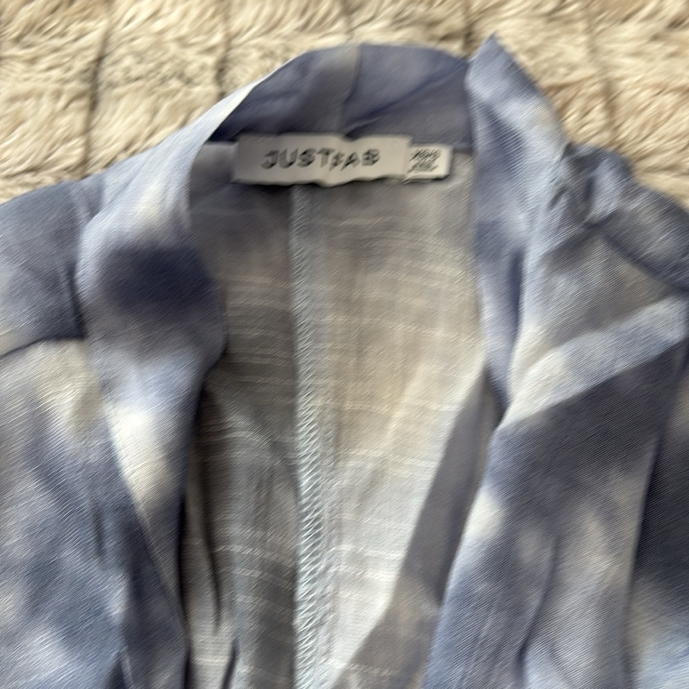 JustFab Blue Watercolor Kimono Top size XS/S - Picture 4 of 9
